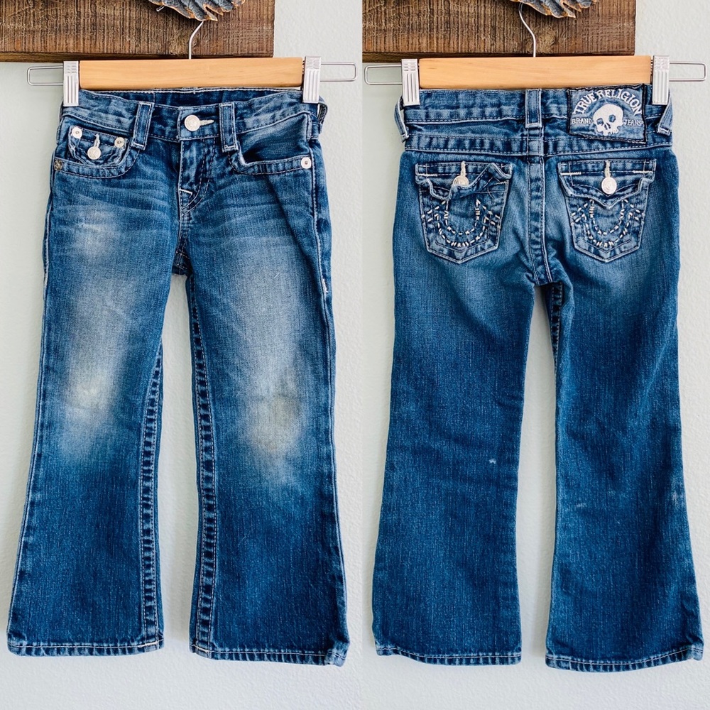 True Religion Boys Jeans Billy Size 4 White Stitch